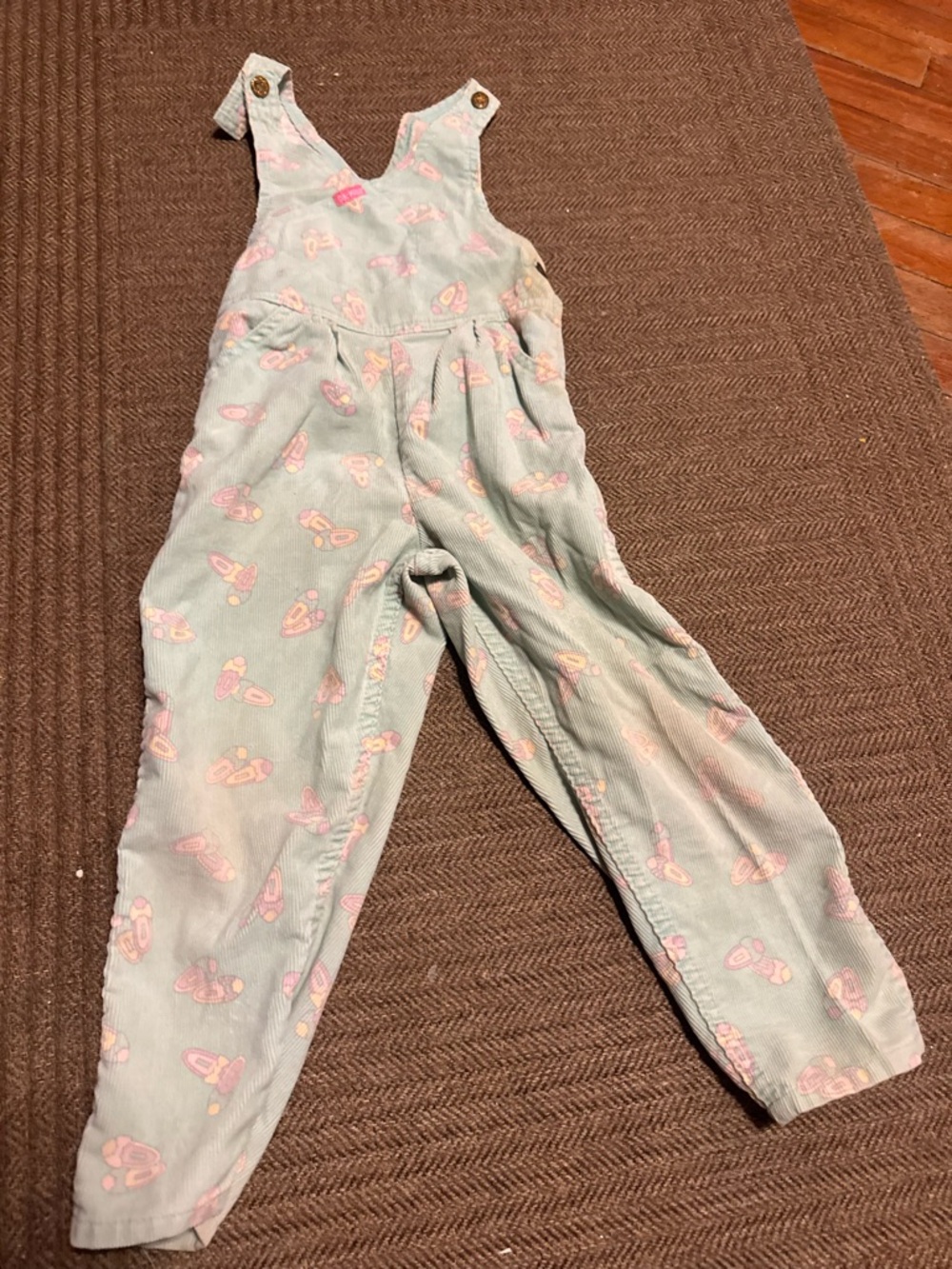 Vintage flip flop print OshKosh B'gosh Light blue Corduroy Overalls